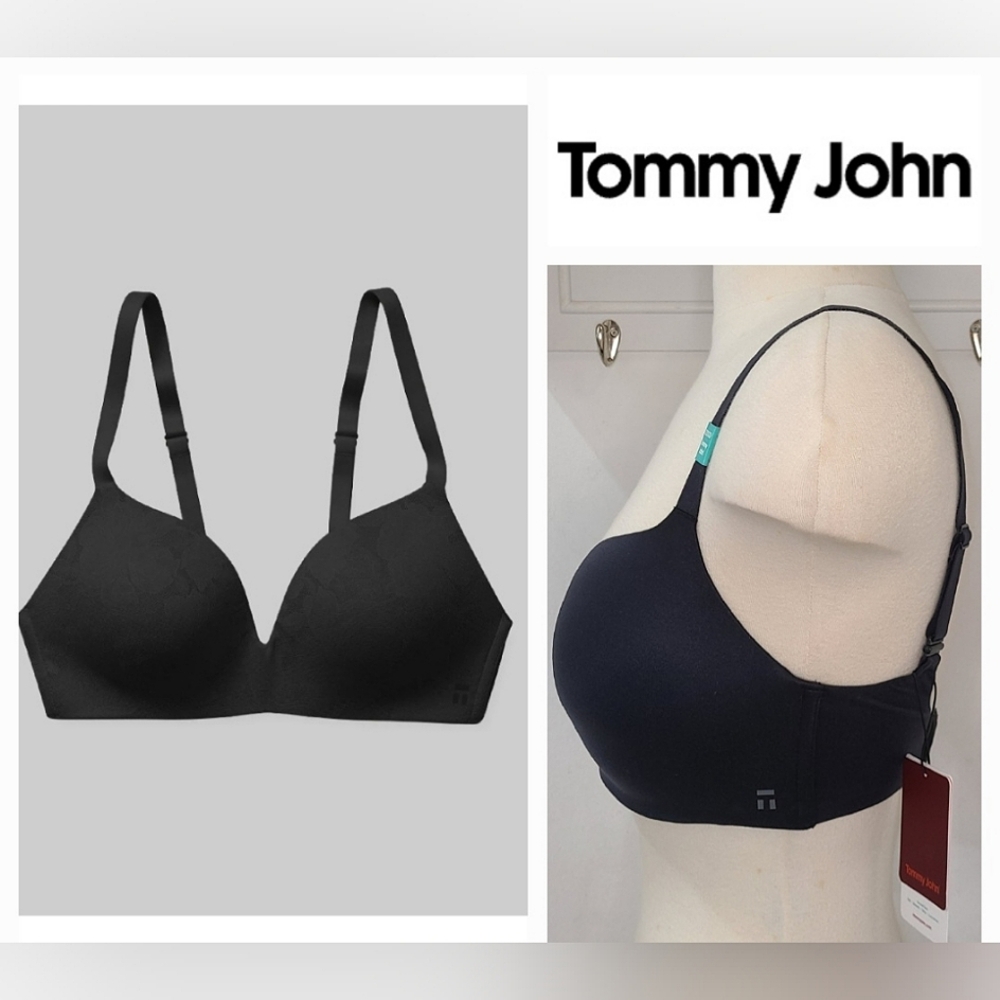Tommy John Black Second Skin Comfort Lightly Lined Wireless Demi Bra 32DDD NWT
